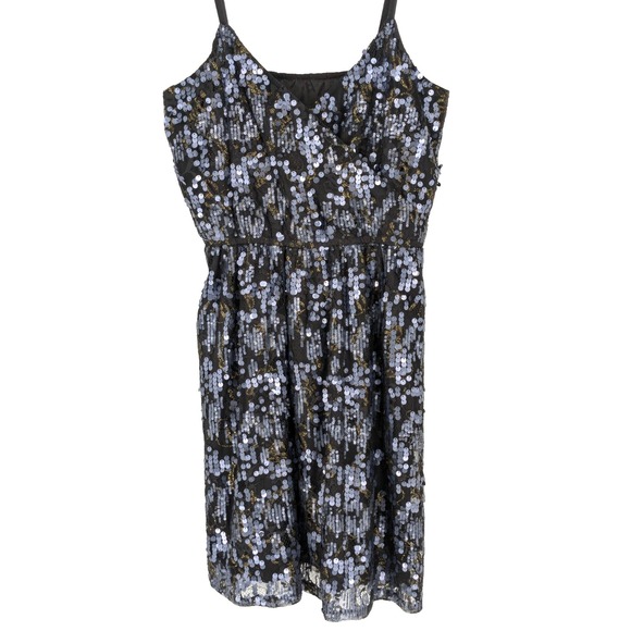 Express Dresses & Skirts - EXPRESS Dark Fairy Sequined Dress SMALL Black Spaghetti Straps Grunge